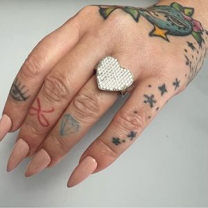 Heart with CZ, Sterling silver rhodium coated.